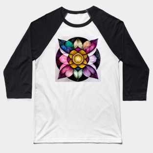 mandala, purple, pink, black, blue, green, yellow, gold, silver, white, rose, Baseball T-Shirt